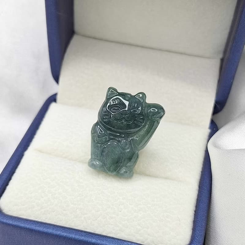 威料 漸層藍 招財貓 吊墜 隨意扣 | 天然A貨翡翠