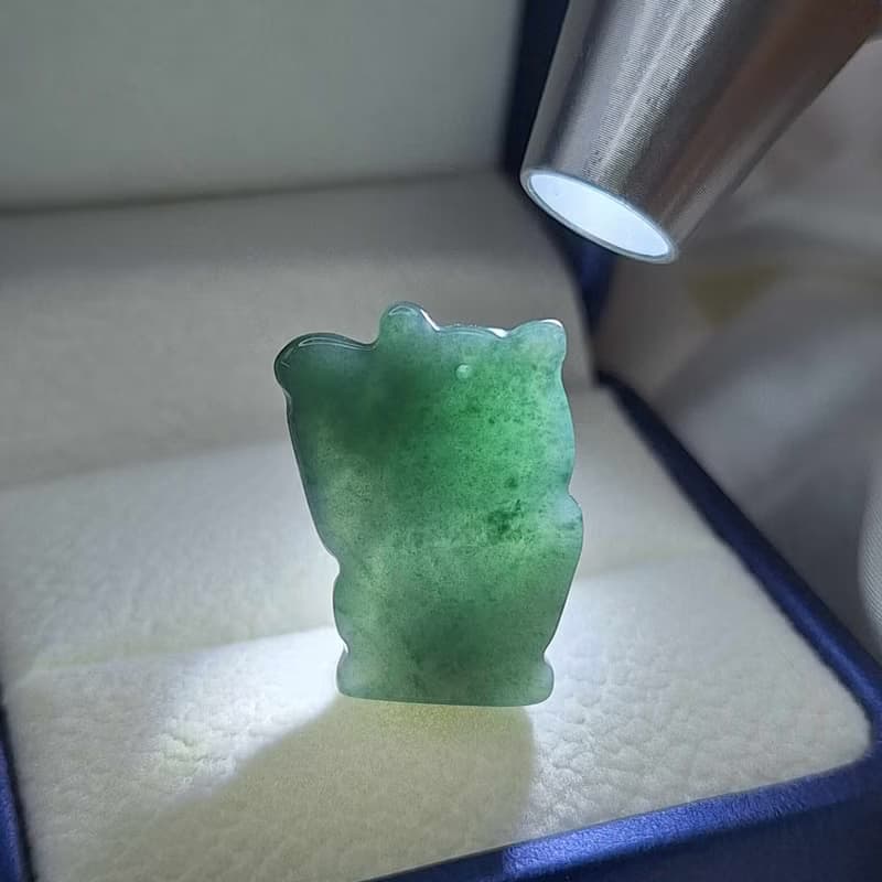 威料 漸層藍 招財貓 吊墜 隨意扣 | 天然A貨翡翠