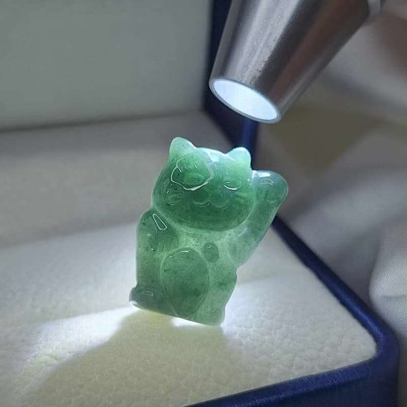 威料 漸層藍 招財貓 吊墜 隨意扣 | 天然A貨翡翠