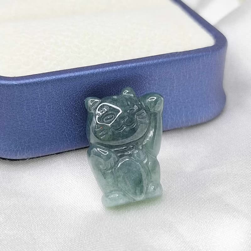 威料 漸層藍 招財貓 吊墜 隨意扣 | 天然A貨翡翠