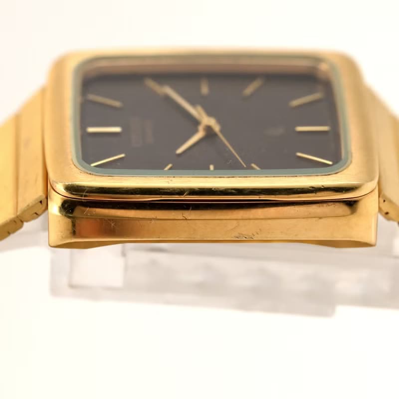 CITIZEN CQ 男性用腕時計 ユニセックス クォーツ ブラウン文字盤 ゴールド 27mm タンクシェイプ 手錶 古董錶 日本直送