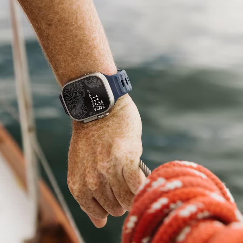 美國NOMAD Apple Watch專用運動風FKM橡膠錶帶-45mm-大西洋藍