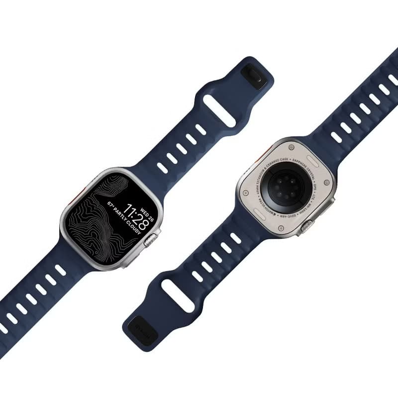 美國NOMAD Apple Watch專用運動風FKM橡膠錶帶-45mm-大西洋藍