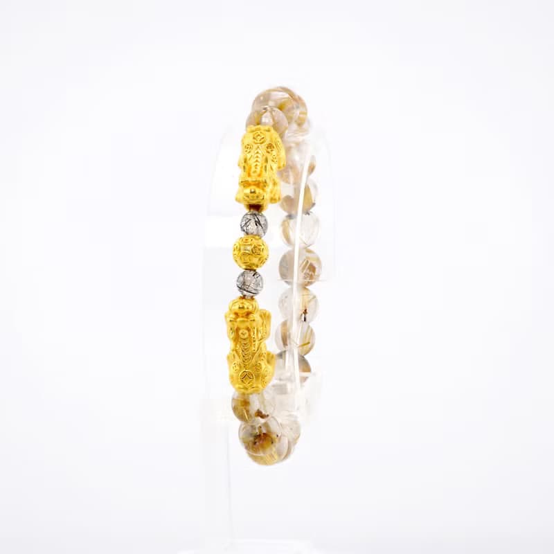 寶麗金珠寶-黃金貔貅鈦晶造型手鍊