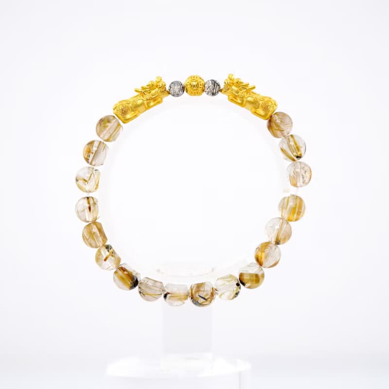 寶麗金珠寶-黃金貔貅鈦晶造型手鍊