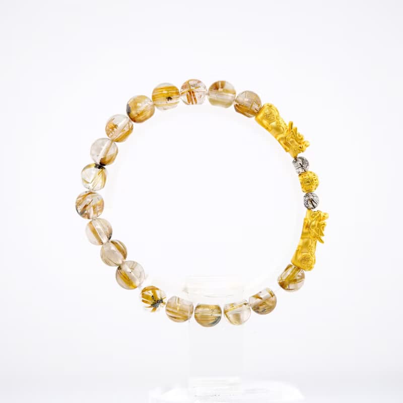 寶麗金珠寶-黃金貔貅鈦晶造型手鍊