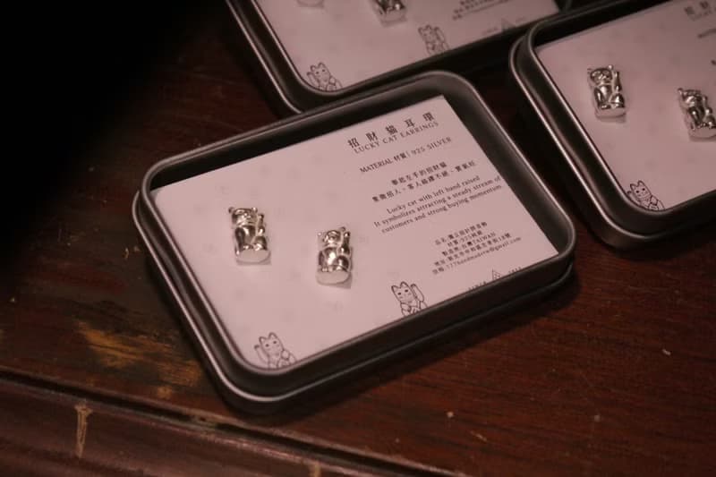 招財貓純銀耳環