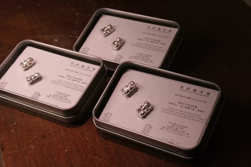 招財貓純銀耳環