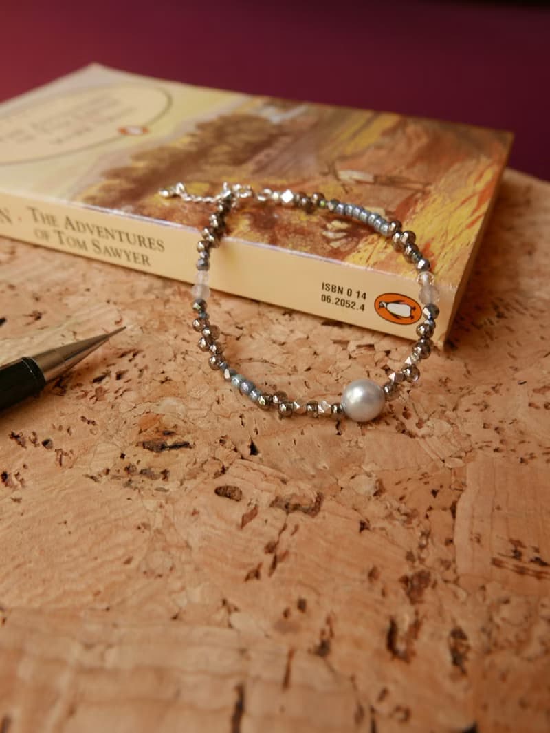 串珠手鍊/珍珠/拉長石/白水晶