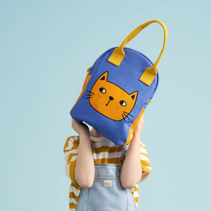拉鍊隨手袋【雀斑喵】-加拿大Fluf有機棉