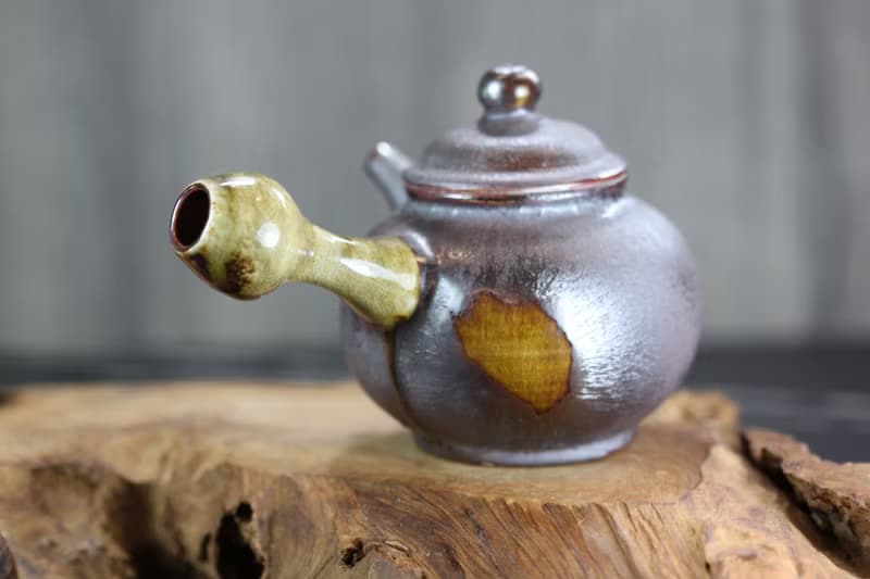 【送禮好物】220ml 柴燒落灰 側把茶壺 鶯歌名家葉敏祥手作