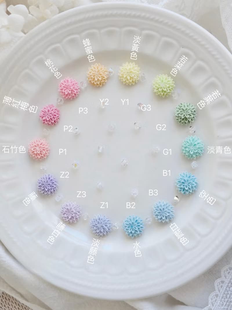 紫式 細工花劍菊耳飾 藍色系