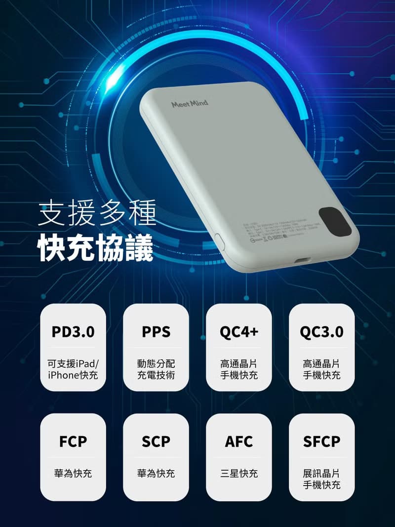Meet Mind 5000mAh Mini Magsafe 3in1磁吸快充行動電源-有標示wh