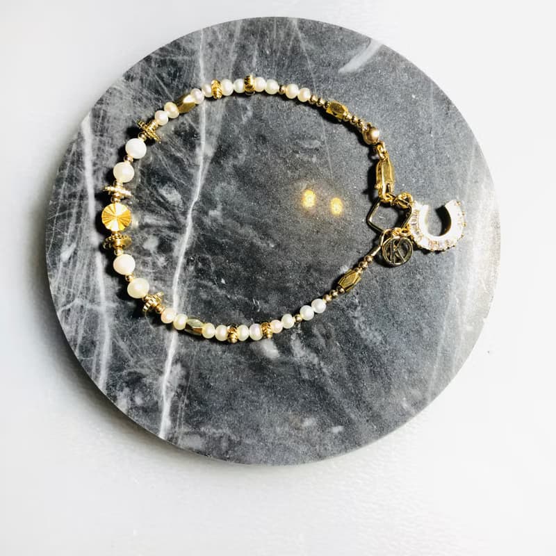 淡水珍珠18kgf手鍊 珍珠手鍊 馬蹄幸運手鍊 情人節禮物 手工訂製