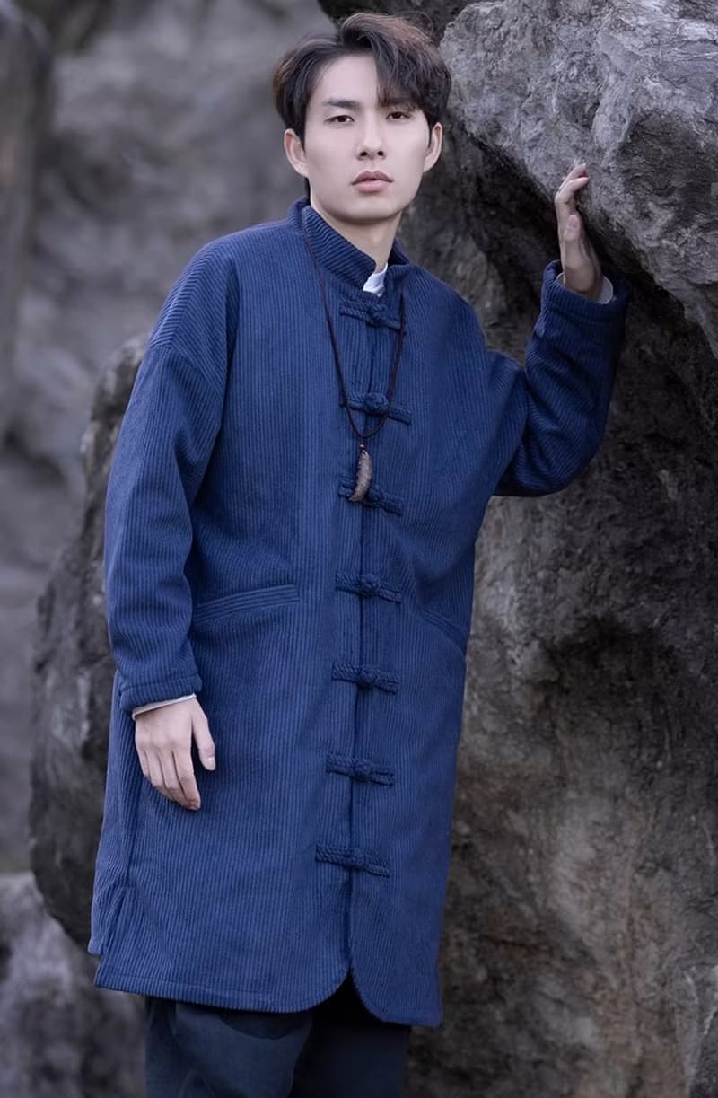 東方美學 中國風加絨盤扣風衣外套