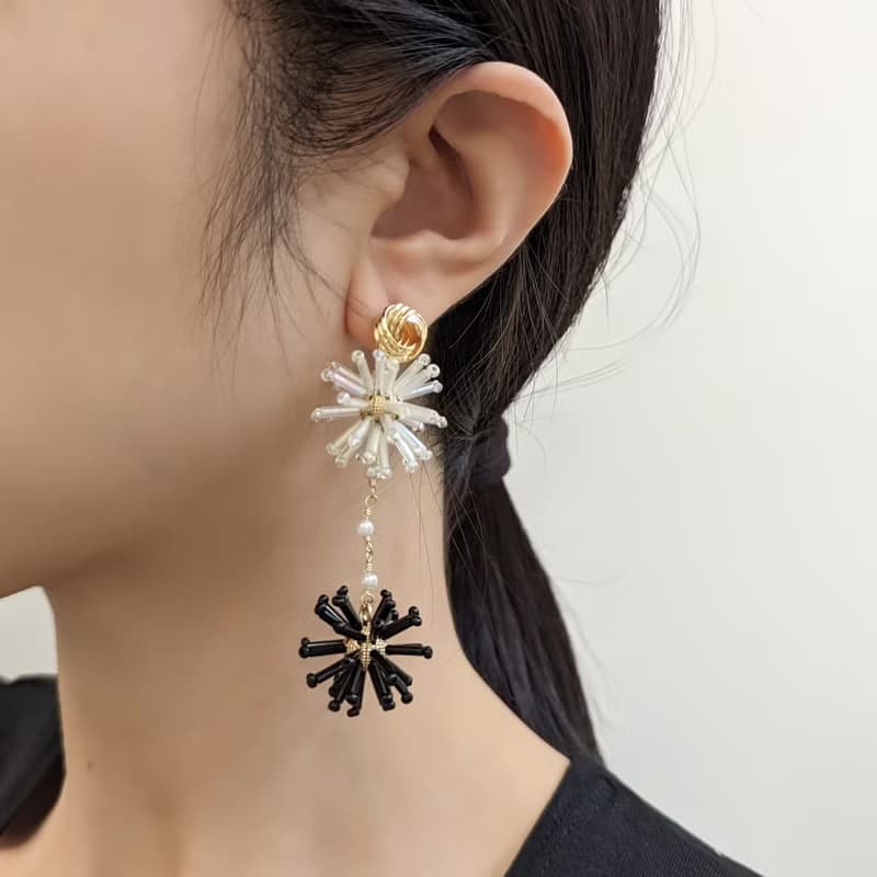 1KM與心同行•雙色煙花球耳環