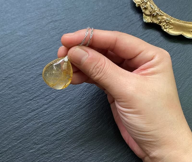 天然帶彩金髮晶 | 招財旺運 旺事業 七月保平安 | 925鈦鋼項鍊
