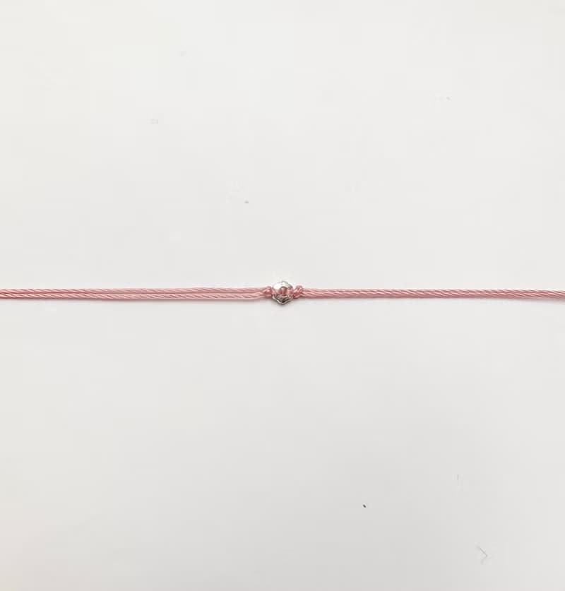 純銀 迷你 花朵 玫瑰粉 手鍊 雙線 閨蜜 人緣 幸福線 低調
