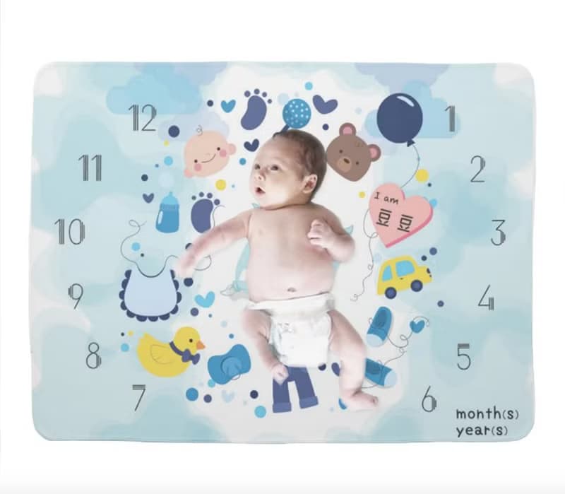 【滿月禮物】個人化嬰兒成長記錄毛毯(Baby Boy款式)-彌月禮物
