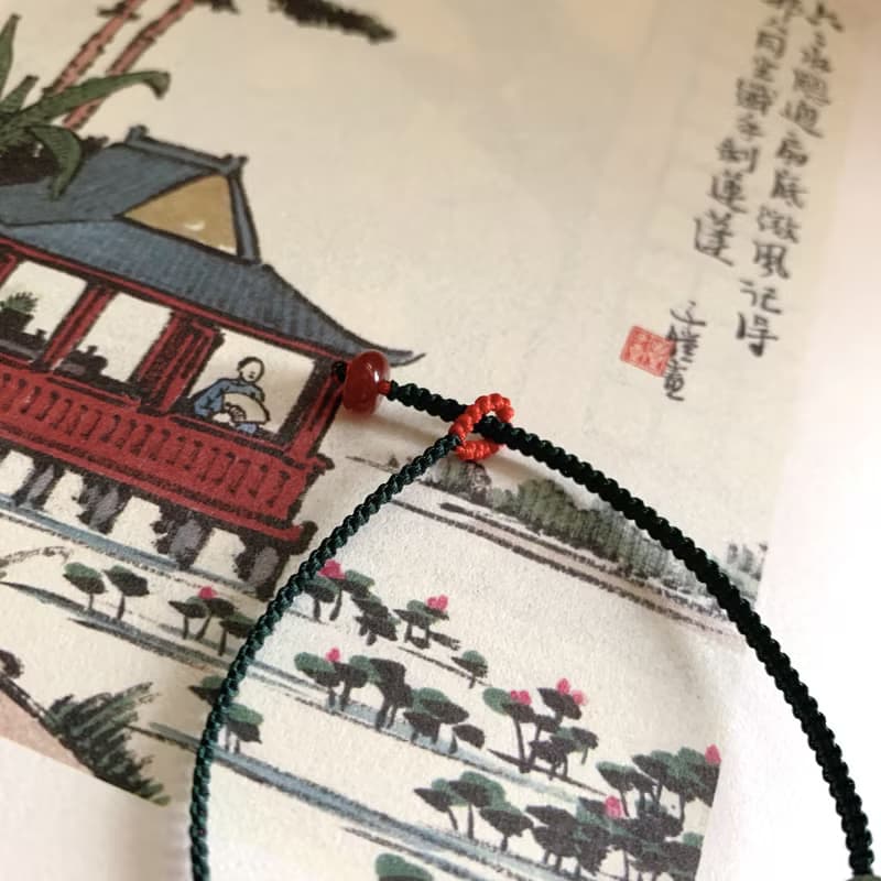 售完供欣賞 蓮間花。南紅雕刻花復古編織手繩 翡翠圈綠碧璽手鏈