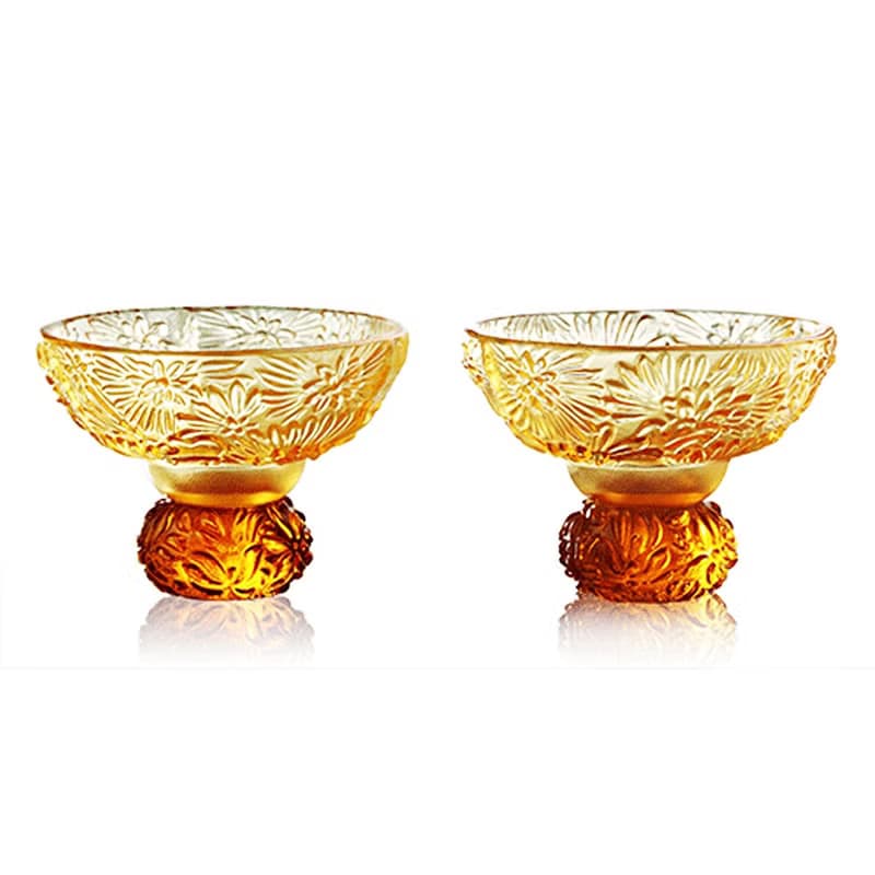 LIULI LIVING 四季君子飲 菊君子 琉璃對杯 茶杯酒杯