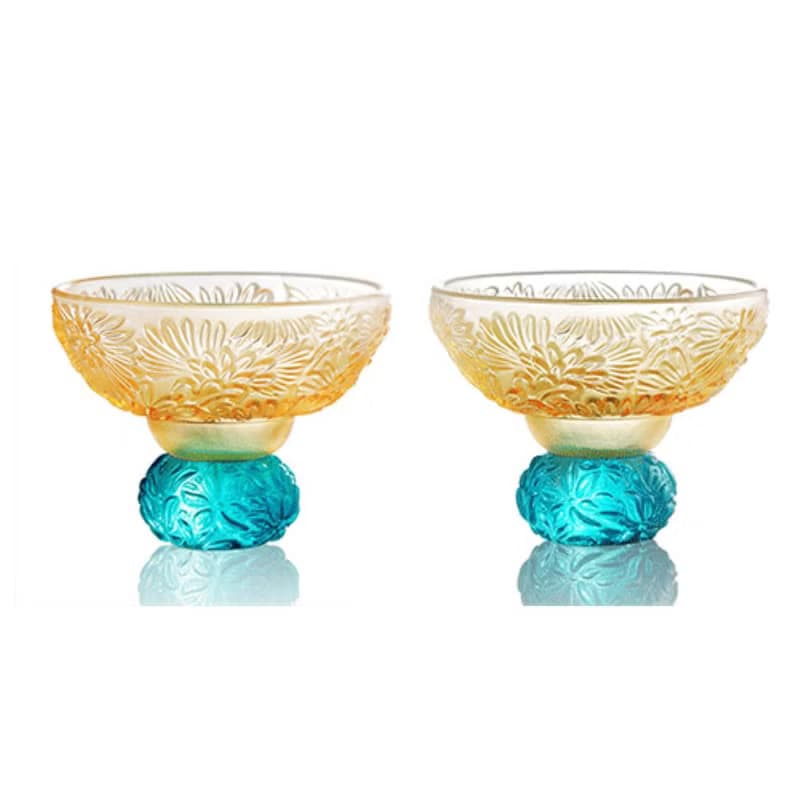 LIULI LIVING 四季君子飲 菊君子 琉璃對杯 茶杯酒杯