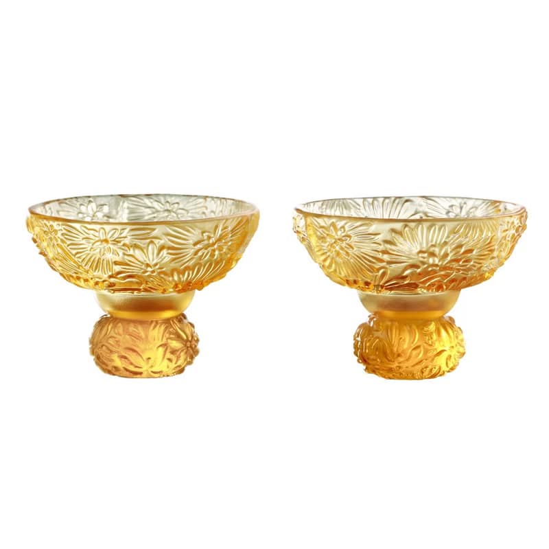 LIULI LIVING 四季君子飲 菊君子 琉璃對杯 茶杯酒杯