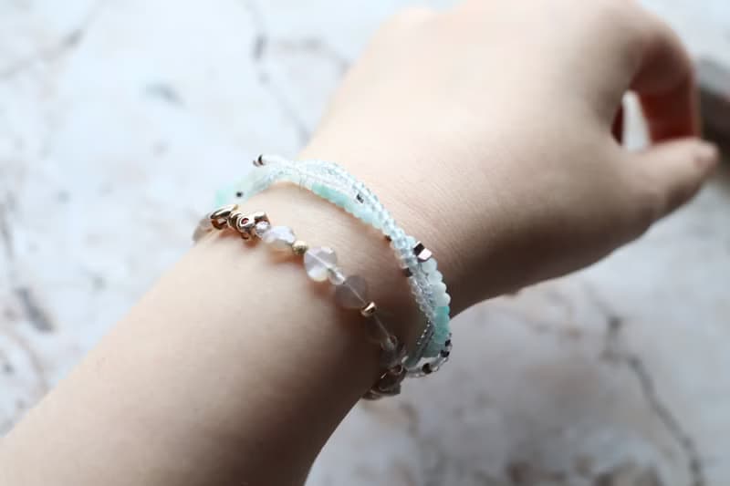 Journal-雙結之心 (銀光橙月光石)自留款蝴蝶結愛心925銀鍍金手鍊