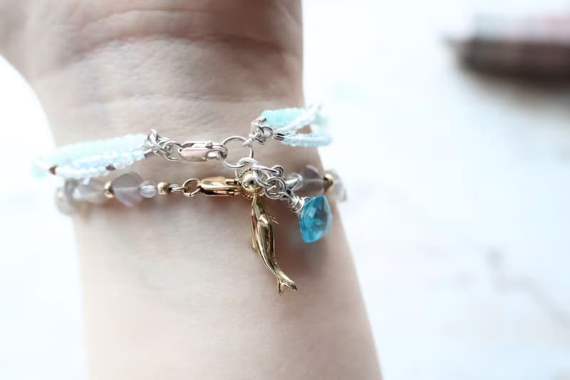 Journal-雙結之心 (銀光橙月光石)自留款蝴蝶結愛心925銀鍍金手鍊