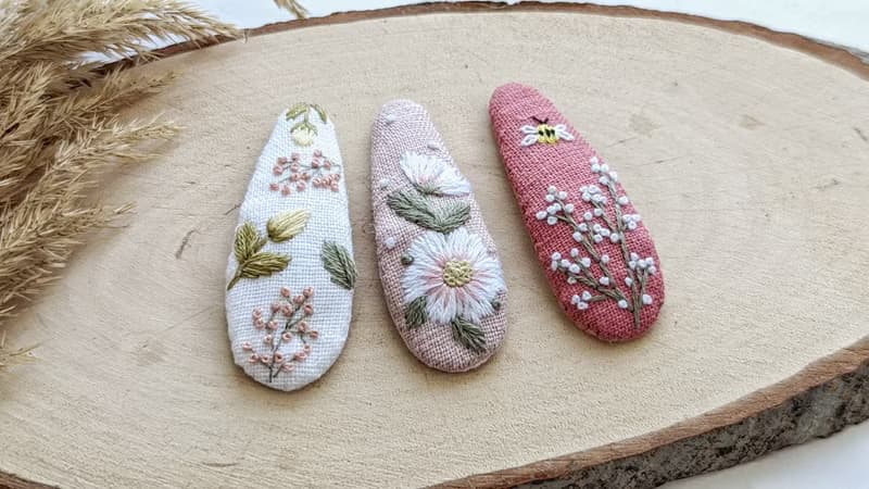 刺繡髮夾、花朵嬰兒髮夾、髮飾、森林珠寶
