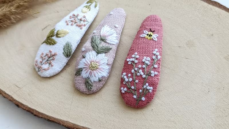 刺繡髮夾、花朵嬰兒髮夾、髮飾、森林珠寶