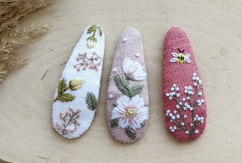 刺繡髮夾、花朵嬰兒髮夾、髮飾、森林珠寶
