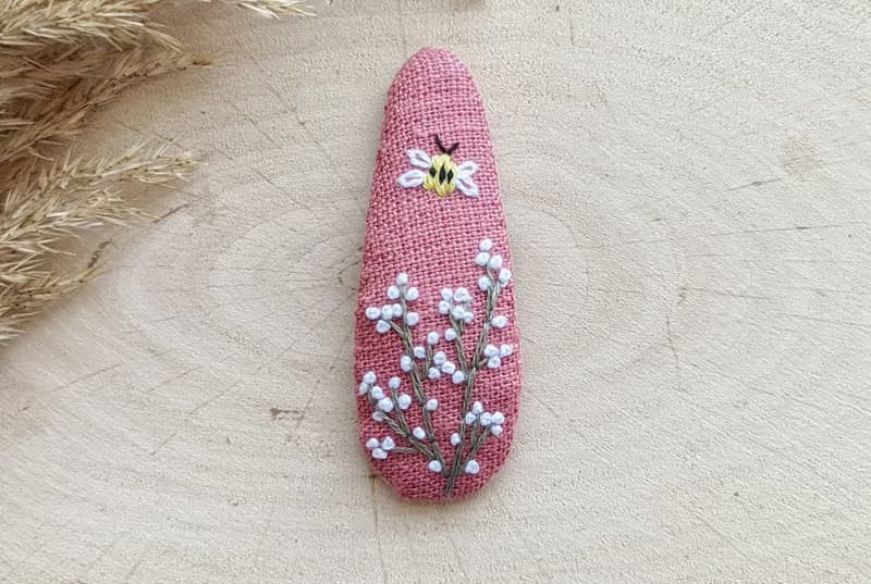 刺繡髮夾、花朵嬰兒髮夾、髮飾、森林珠寶