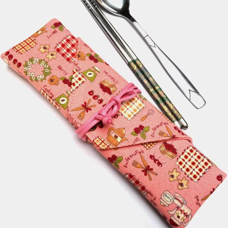 野餐餐具包/筆收納袋 餐具套 餐具袋 簡單 帆布 收納 環保 方便