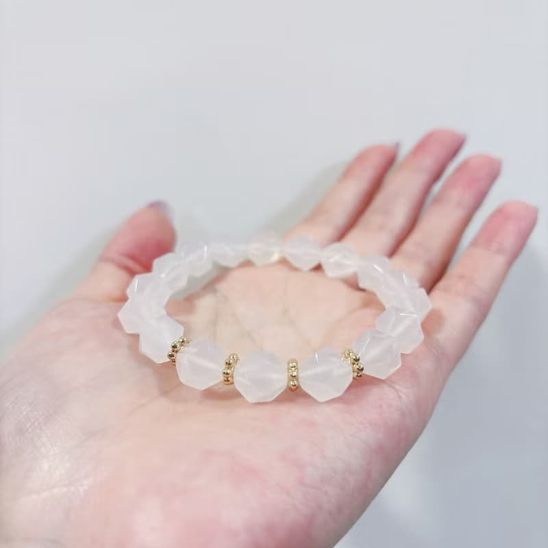 (專屬訂製款) 切面白瑪瑙 14k包金 手鍊