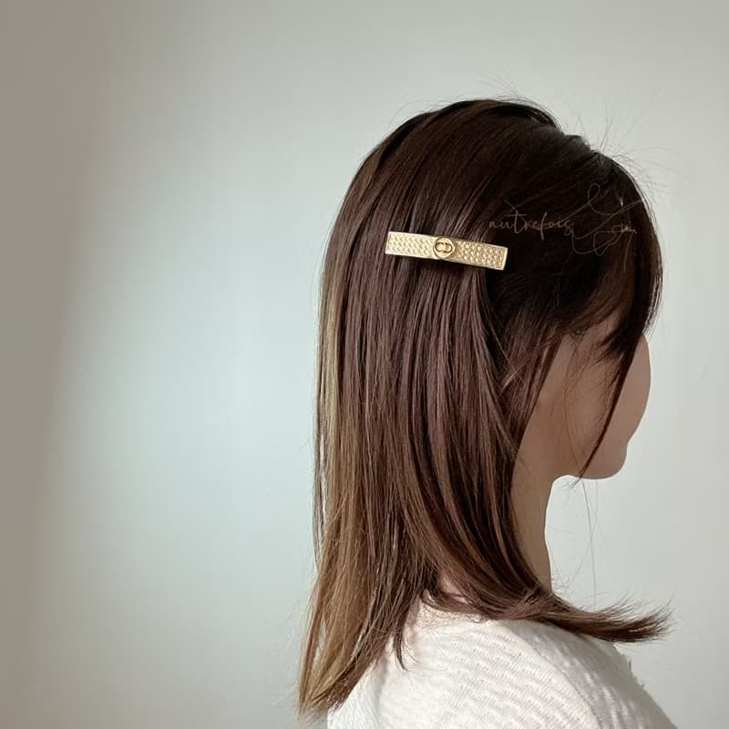 中古未使用稀少品 Christian Dior 籐格紋 髮夾 Lady Dior