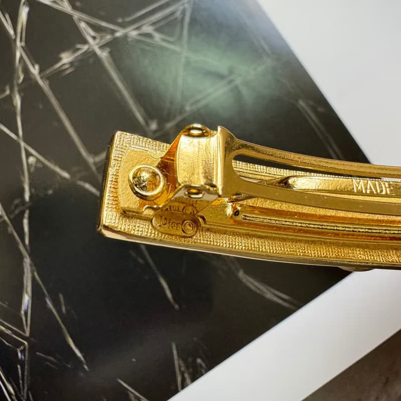 中古未使用稀少品 Christian Dior 籐格紋 髮夾 Lady Dior