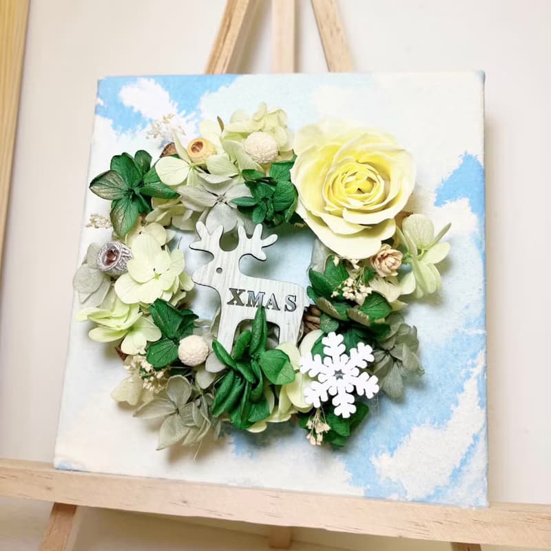 這是我們紙上の花約 - 永生花流體畫花圈 聖誕節送禮 交換禮物