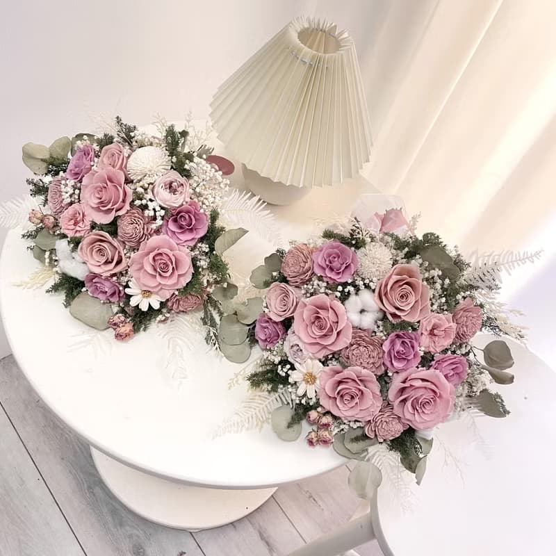 莫蘭粉玫瑰捧花 乾燥花 不凋花 捧花 結婚 新年 婚禮 新娘捧花聖