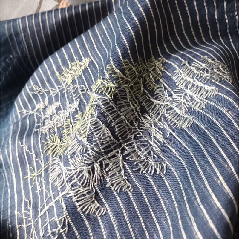 免費手綉字母 手工刺繡百搭真絲羊毛長圍巾 - 午夜松樹林