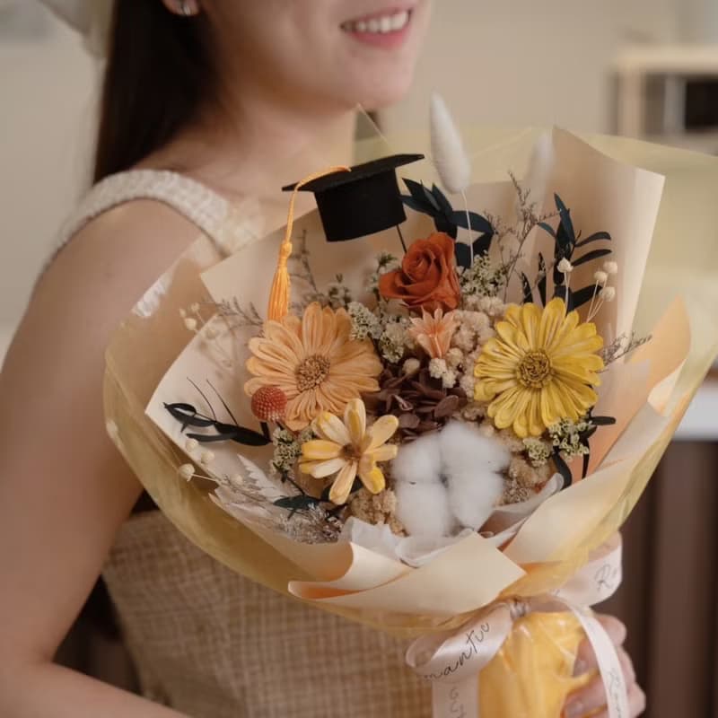 光之旅程畢業花束 / 橘色太陽 花黃色太陽花 太陽花花束 向日葵花