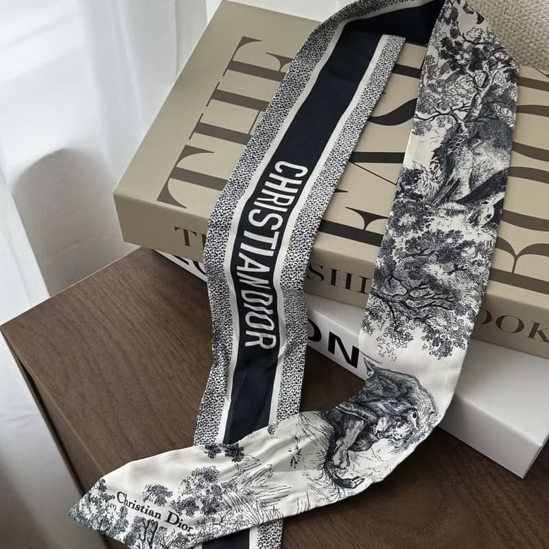 Dior 迪奧 經典圖騰 絲質 Twilly 圍巾