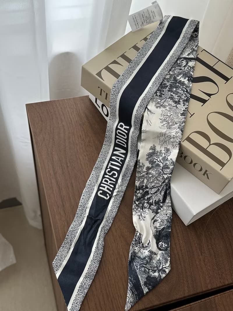 Dior 迪奧 經典圖騰 絲質 Twilly 圍巾