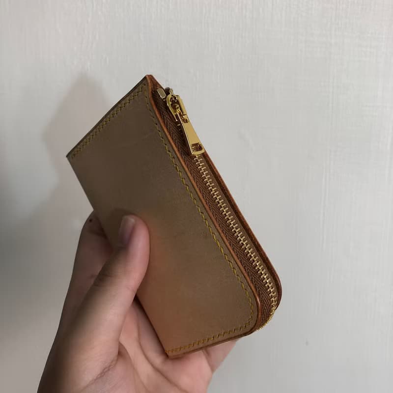 L型真皮拉鍊零錢包