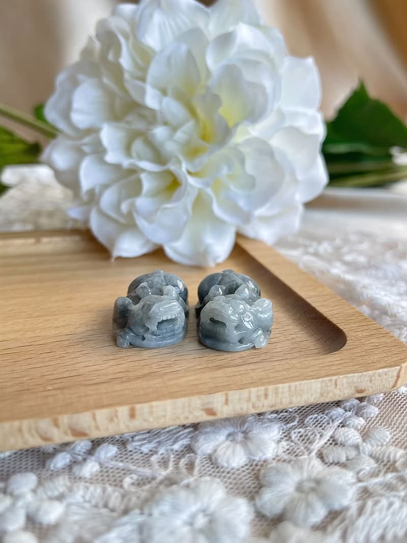 濃烏雞貔貅一對 擺件 招財 鎮宅 |天然緬甸翡翠