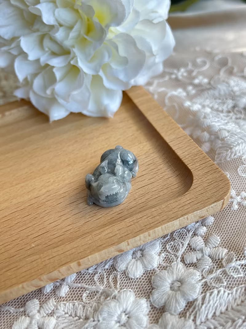 濃烏雞貔貅一對 擺件 招財 鎮宅 |天然緬甸翡翠
