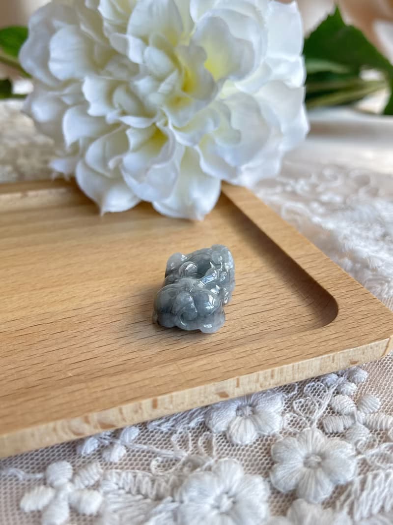 濃烏雞貔貅一對 擺件 招財 鎮宅 |天然緬甸翡翠