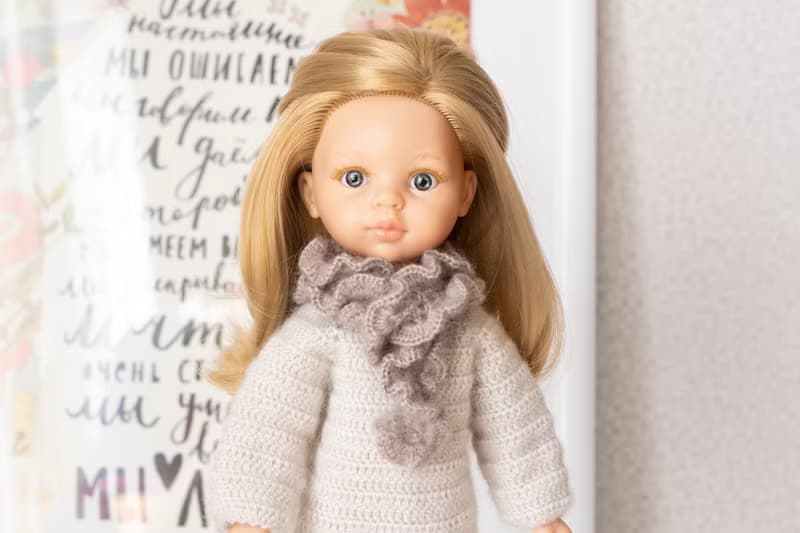 Openwork scarf for dolls, doll clothes, 娃娃衣服 针织围巾 给我女儿的礼物 人形 娃娃配件 娃娃 冬季服装