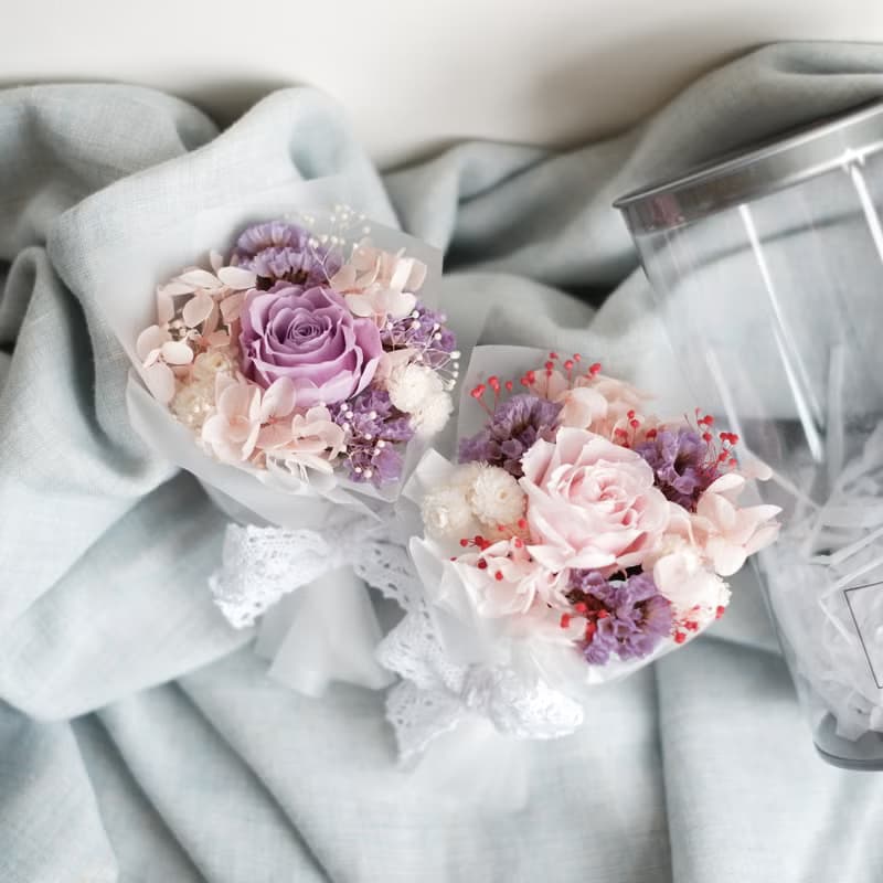 未完待續 | 不凋玫瑰 永生花 小花束 小花罐 -粉色款(現貨)