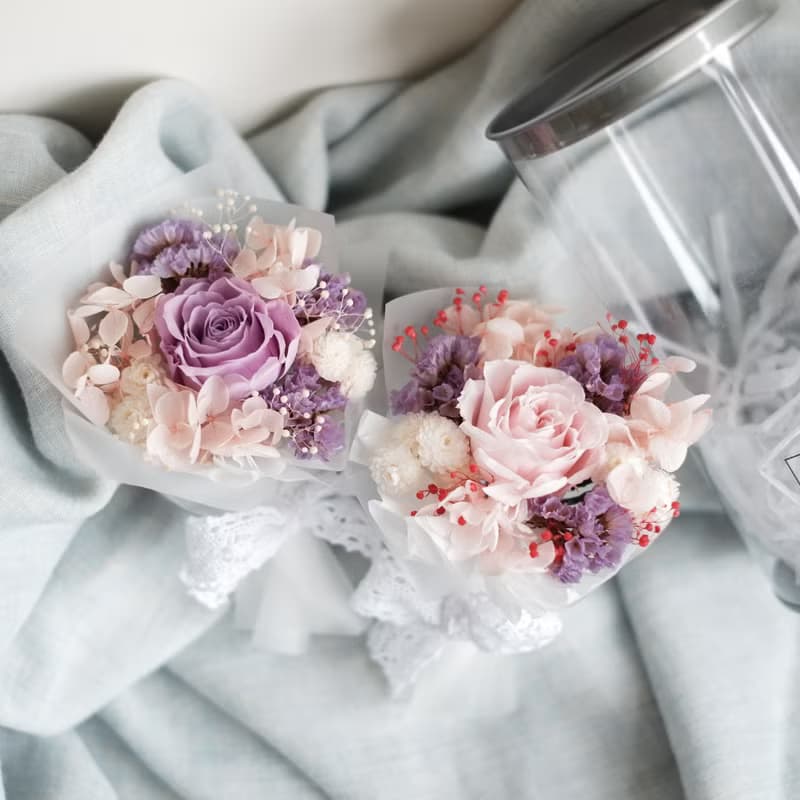 未完待續 | 不凋玫瑰 永生花 小花束 小花罐 -粉色款(現貨)